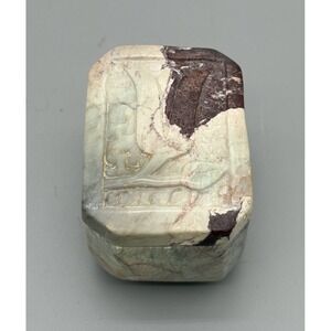 Vintage Marble Jewelry Box with Lid Carved Leaf Decorative Trinket Box 2.5"